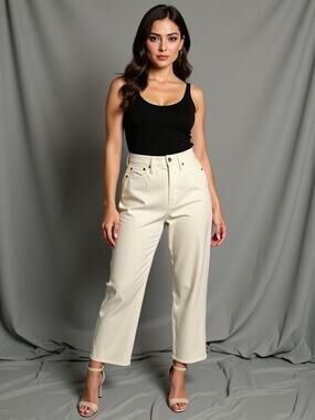 J.Crew High‑Rise Superwide‑Leg Jeans Women 26 Ivory Cotton Barrel Style